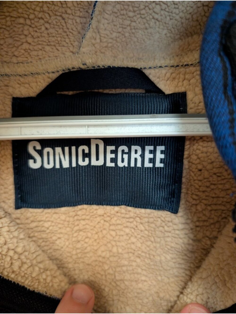 SONICDEGREE Jacket Men's 3XL Blue Black Long Sleeve Flannel Coat Fur Lined NWOT - Picture 2 of 10